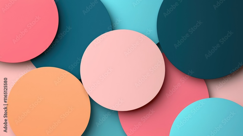 Poster Circles abstract background concept. Vibrant and colorful circles arranged in a playful pattern for creative design.