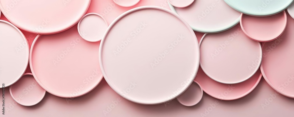 Poster circles abstract background concept. a collection of pastel plates arranged in a visually engaging l