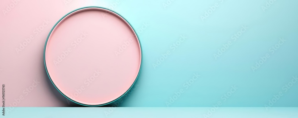 Aufkleber Circles abstract background concept. A minimalist circular frame on a soft pastel background for creative design projects.