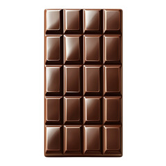 Chocolate bar, front view, detailed and isolated on white background. High resolution, simple, minimalistic design with realistic color and lighting, ideal for graphic use.