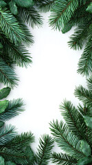 Festive Evergreen Frame Christmas Holiday Nature Background