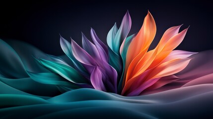 Obraz premium Vibrant Abstract Flower Shapes in Fluid Motion with Colorful Gradient Effects