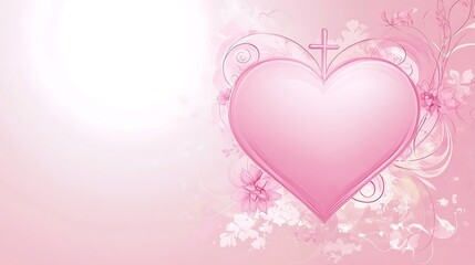 Pink Heart Floral Cross Design Soft Background