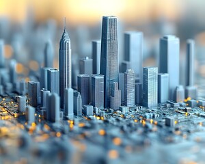 Abstract Cityscape with Bar Graphs as Buildings Concept of Financial Growth in Urban Development