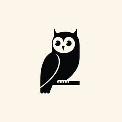 Silhouette black and white owl illustration logo design 2
