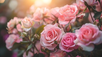 Romantic pink roses background
