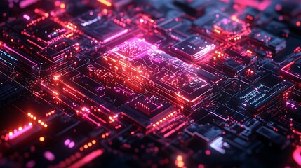 Obraz premium A futuristic global map highlighting major tech hubs with glowing, pulsating nodes, interconnected by radiant streams of data flow, layered with holographic charts and analytics,