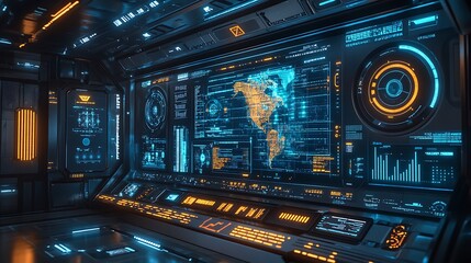 A futuristic holographic map display, showcasing real-time graphs and dynamic light streams, glowing nodes and vibrant neon accents, set in a cyber-inspired digital room, ultra-detailed and cinematic.