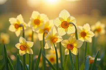 Fototapeta premium A photo of fresh greenery and budding plants bathed in sunlight, evoking a sense of a new beginning.