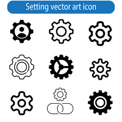 Setting vector art icons such as gear, gear connection. editable icons for web and mobile.