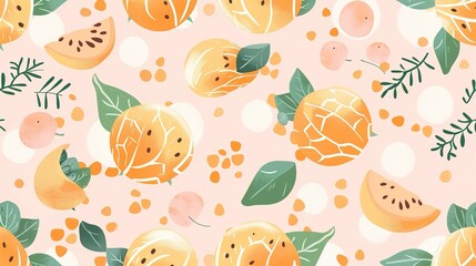 Fototapeta premium cantaloupe seamless pattern wallpaper