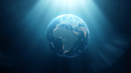 Fototapeta premium Global Network Earth depicted as a digital data sphere.