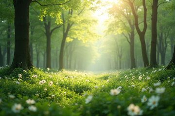 Fototapeta premium A photo of sparkling dew under the morning sunrise, highlighting the beauty of nature’s cycle.