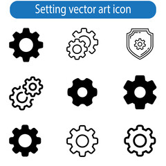 Setting vector art icons such as gear, gear connection. editable icons for web and mobile.