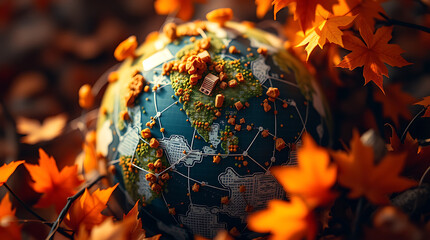 Global Network Earth depicted as a digital data sphere.