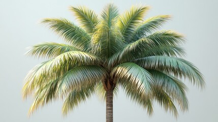 Fototapeta premium Lush green coconut palm tree isolated on white background.