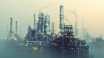 Fototapeta premium Industrial Pipeline Connections in Oil Refinery with Chemical Equipment