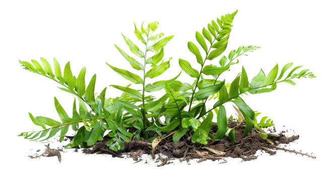 Green leaves of Hawaiian Lauae fern on transparent background