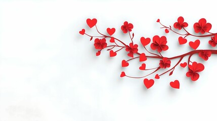 Obraz premium Plum blossom paper-cut on white background. Plum blossom can symbolize true and eternal love and can be used as design material for some special holidays, such as Valentine's Day.