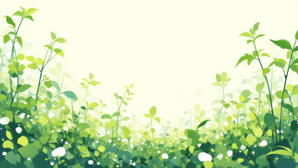 Obraz premium Illustration of a rejuvenated forest filled with lush greenery and vibrant growth, symbolizing the harmony of spring.