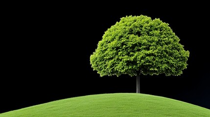 Solitary Tree on Hilltop at Night 