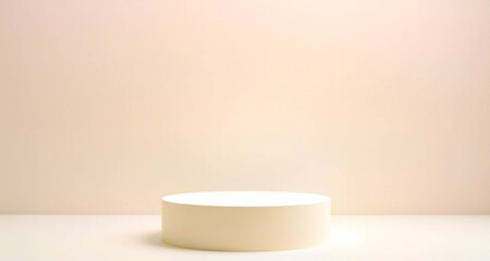 Minimalist Beige Pedestal with Soft Lighting, Perfect for Product Display, Branding, and Advertising Campaigns
