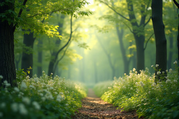 Fototapeta premium A photo of sparkling dew under the morning sunrise, highlighting the beauty of nature’s cycle.