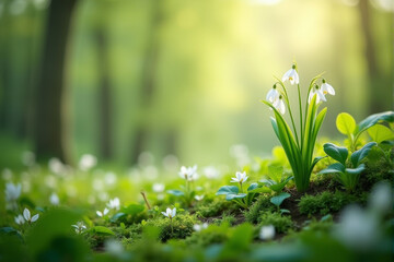  A photo of young budding plants illuminated by the morning sun, evoking spring’s vitality..
