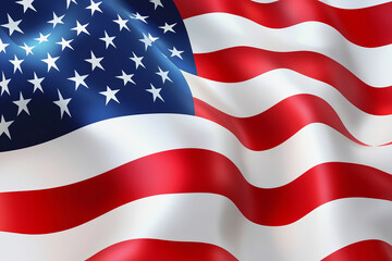 Obraz premium red, white and blue American flag with stars. The flag is waving in the wind. The flag is a symbol of the United States and represents freedom and patriotism