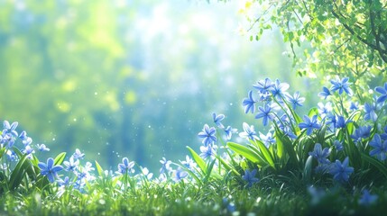 Fototapeta premium Serene Spring Blossom Forest at Sunrise