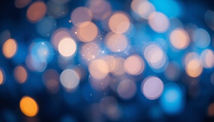 Fototapeta premium Abstract blue background with bokeh lights and a gold shiny festive design