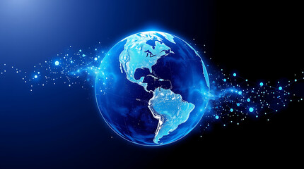 Fototapeta premium Global Network Earth depicted as a digital data sphere.