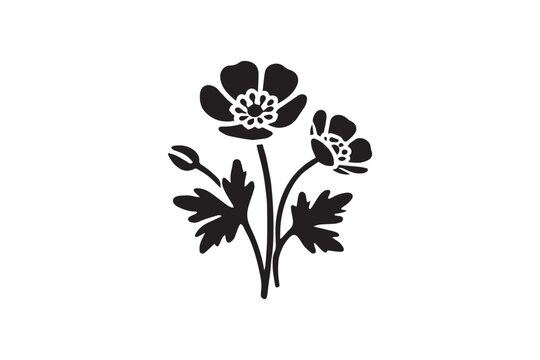 black flowers on white background clip art preview
