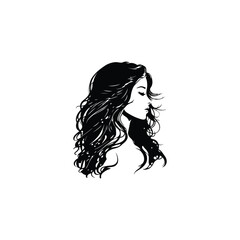 Beautiful girl with long hair head silhouette