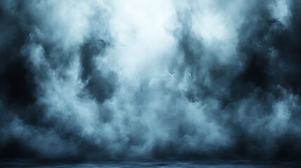 Dark Blue Foggy Cloudscape Over Water