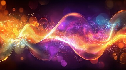 Modern Technology Abstract Artwork with Colorful Flowing Waves