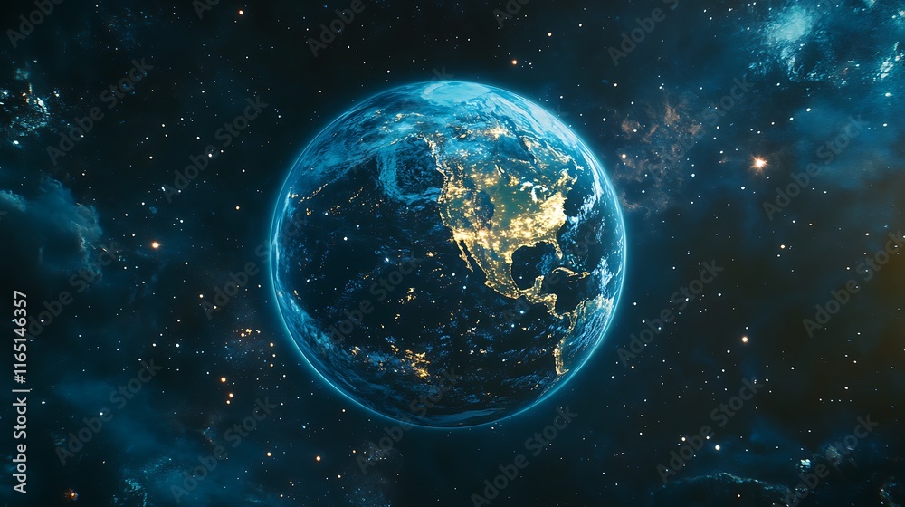 Wall mural exploring earth from space a stunning visual of our planet outer space digital art cosmic serenity v