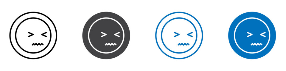 Fototapeta premium Angry emoji icon flat editable icon mark set.