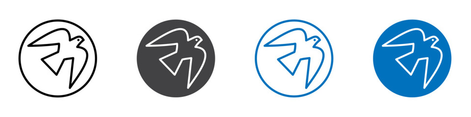 Bird icon flat editable icon mark set.