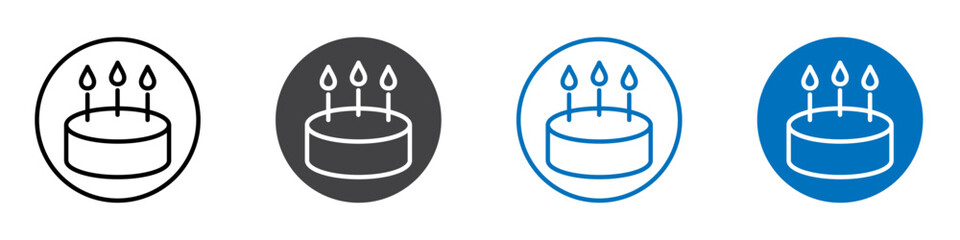 Birthday cake icon flat editable icon mark set.