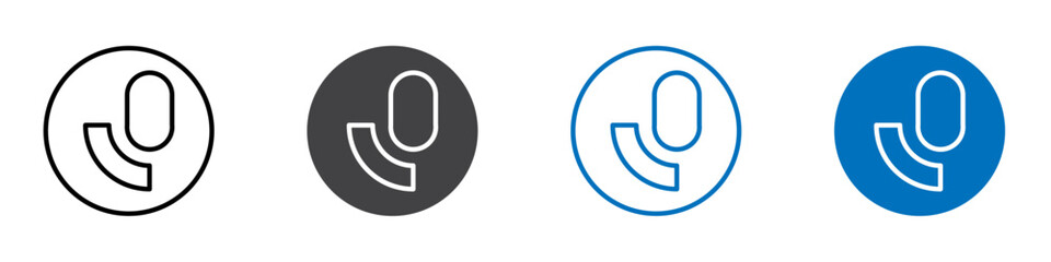 Call record icon flat editable icon mark set.