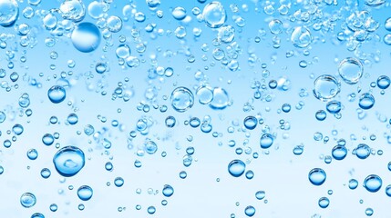 Air bubbles floating against a light blue background, representing a clean and hygienic environment, ideal for health and wellness concepts.