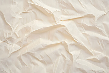 Beige wrinkled paper background recycled from paper packaging. The paper is a light beige color.