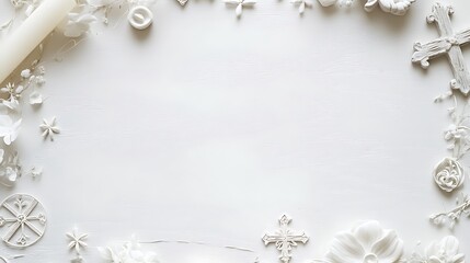White Floral Crosses Candles And Wooden Background