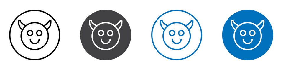 Devil icon flat editable icon mark set.