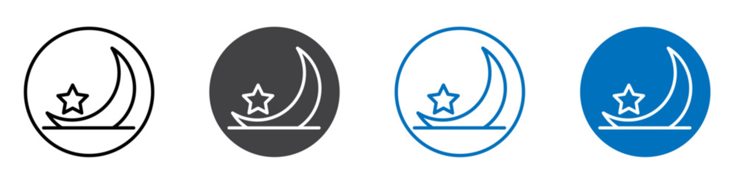Daff moon icon flat editable icon mark set.