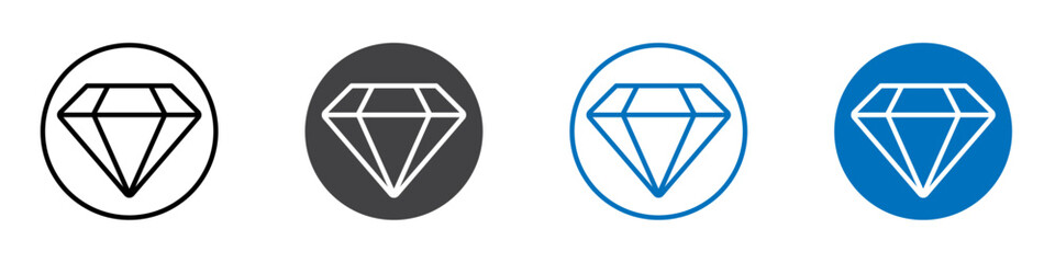 Diamond icon flat editable icon mark set.