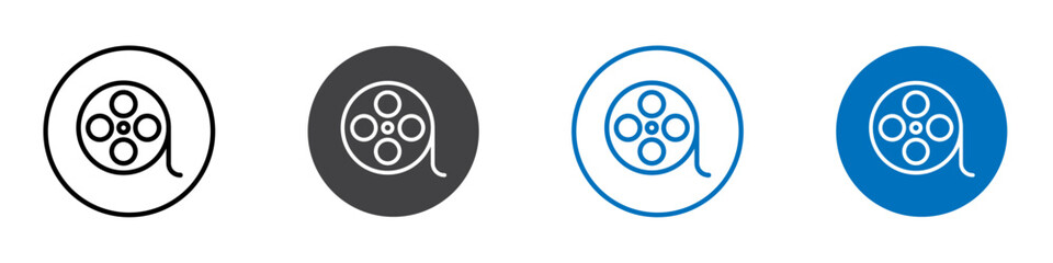 Film reel icon flat editable icon mark set.