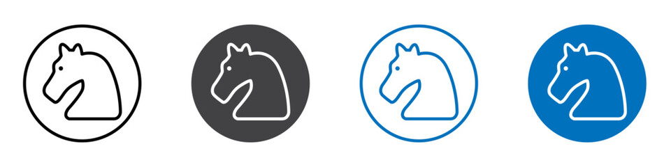 Horse icon flat editable icon mark set.