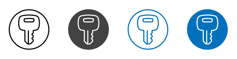 Key icon flat editable icon mark set.